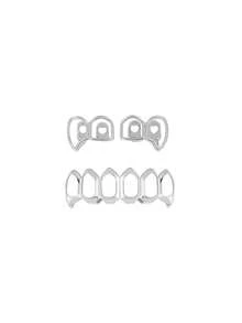 1 Set Hollow Ox Horn Geometric Teeth Shaped Jewelry, Fashionable Personalized Accessories For Nightclub, Party, Christmas Gag Gifts, Unisex - Multicolor - View 8