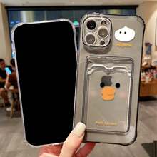 Funda transparente con ranura para tarjetas compatible con  15,  17 Air, 16e, 16 Pro Max, 11, 12, 13, 14, 15, XR, XS Max, funda de silicona suave con bolsillo tipo cartera, compatible con funda de  17, funda de  17 Pro, funda de  17 Pro Max - 02VA19 - Ver 5