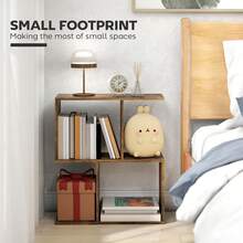 HOMCOM S-Shaped Side Table, 3-Tier Narrow End Table With Storage Shelves, Modern Nightstand For Living Room, Bedroom, 50W X 19.5D X 58H Cm - 棕色 - 查看 3