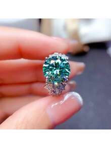 Women's Fashion Ring, A Brand New Luxurious Star Shaped Ring Set With Dazzling Artificial Zirconia Engagement Ring, Is A Favorite Accessory For Girls, An Excellent Choice For Gifts, And The Perfect Christmas Gift - 薄荷綠 - 查看 9