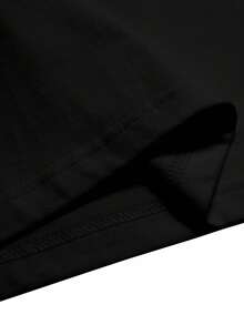 Camiseta de Hombre con Patrones de Líneas e Impresión de Letras - Negro - Ver 4