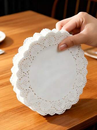 100/200/300pcs Round Lace Paper Doilies, New Year Decoration, Ramadan Supplies, 6.5 Inch, Suitable For Fried Food, Desserts, Cookies, Party, Wedding Table Decor, Cookie & Cake Pads, Kitchen Supplies, Kitchen Utensils, Kitchen Accessories