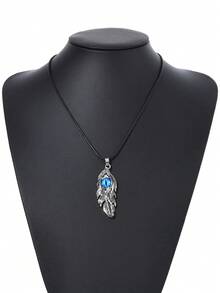 1件恶魔之眼项链，男士欧美风羽毛形合金吊坠项链，嘻哈百搭颈链 - 彩色 - 查看 3