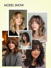 360° Seamless Real Human Hair Topper, 3D Wispy Clip-On Bangs, Suitable For Women With Thin Hair, Upgradable Bangs, Large Base - S6 - View 6