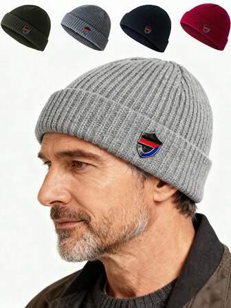 1顶男女通用针织帽，时尚简约保暖，纯色秋冬保暖帽饰