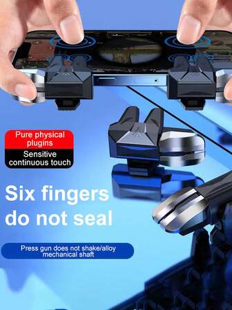 Mobile Game Controller, Game Buttons, Mobile Phone Triggers, Sensitive Shooting And Aiming Triggers, Easy To Use, High Sensitivity, Easy To Control, Quick Response, Easy To Operate, Clip Design, Provides Long-Lasting Elasticity, Protects The Screen From Scratches, Simple Design Reduces The Use Of The Mobile Phone Screen, The Thumb And Index Finger Of The Left And Right Hands Can Be Moved, Angle Adjusted, Aiming And Shooting At The Same Time