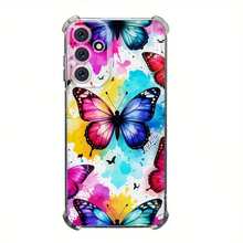 Funda de teléfono con estampado de mariposa de colores Graffiti con protección en las cuatro esquinas, compatible con los modelos S25 S24 S23 S22 S21 S20 y Serie A, compatible con los modelos  17 16 15 14 13 12 11 Pro Max, OPPO y MOTO, adecuada para regalos de Navidad para mujeres. - transparente - Ver 1