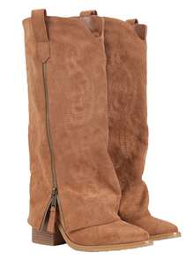 Women's Cowboy Boots Wide Calf Side Zipper Pointed Toe Pull On Boots Western Country Classic Embroidery Retro Flower Fashion Summer Country Concert Boots For Women - 駝色 - 查看 8