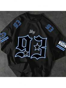 Basic And Oversized Streetwear New York King 93 Stylish T-Shirt In Unisex Cotton - 黑色 - 查看 2