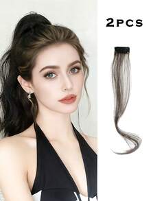 2/1 Piece Clip-On Invisible Bangs, Synthetic Dragon Whiskers, Side Bangs With Sideburns, Long Curly Wavy Bangs, Suitable For Daily Wear, Comes With Hair Clips, Hair Pins, Hair Clips - Multicolor - View 13