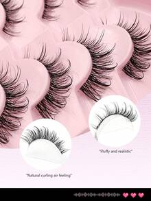 5 Pairs Asiteo Wet Cartoon False Eyelashes, Spiky Anime False Eyelashes, "Kpop" Cosplay False Eyelash Strips, Doll Eyes Spiky Wet Natural Thin False Eyelashes - Black - View 5