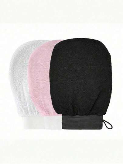 3/4pcs Exfoliating Gloves, Exfoliating Shower Body Brush, Smooth And Glossy - Body Scrub - Removes Dry Dead Light Beige - Gentle And Exfoliating Gloves, Korean Exfoliating Gloves, Clear Removal Of Dead Light Beige, Made Of 100% Adhesive Fiber
