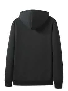 女士保暖连帽外套，简约纯色，常规长度，休闲风格，适合日常穿着，秋冬季黑色 - 黑色 - 查看 3