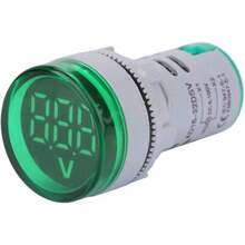 YWBL-WH LED Digital Voltímetro Luz de señal Pantalla Digital Indicador del medidor de Voltaje de DC Lámpara Redonda Probador Azul Rojo Verde Amarillo(Amarillo) - Verde - Ver 10