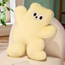Almohada de peluche de dibujos animados con forma de oso, juguetes de peluche suaves para adultos, decoración del hogar - Amarillo - Ver 2