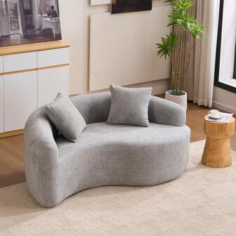 S-Curve Double Depth (21.3"/26.8") Loveseat, Fully Compressed Foam, Chenille Modular, Suitable For Small Apartments, Living Rooms, Offices, 400 Lbs, 66.9" Length