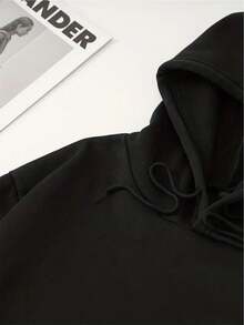 Men's 1-Piece Mountain Jacket With Slogan Print And Drawstring - 黑色 - 查看 5
