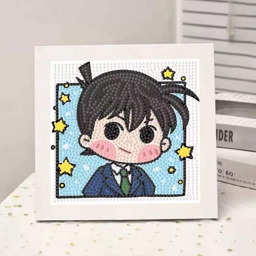 1 pieza Juego de arte de pintura de diamantes 5D, Kit de arte de mosaico de diamantes de personaje de dibujos animados DIY, Adecuado para principiantes, Juego de pintura de diamantes 5D completo con marco, Kit de mosaico, Adecuado para decoración de pared del hogar y regalo de vacaciones para amigos