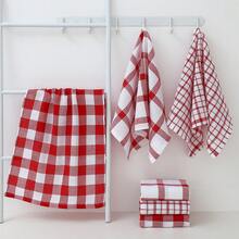 Set de 1/3/6/9 paños de cocina a cuadros rojos y blancos, de tela de poliéster suave, con diseño moderno y fantasía, lavables a máquina, reutilizables y sin pelusa, paños rectangulares, adecuados para la decoración del hogar y como regalo - Multicolor - Ver 5