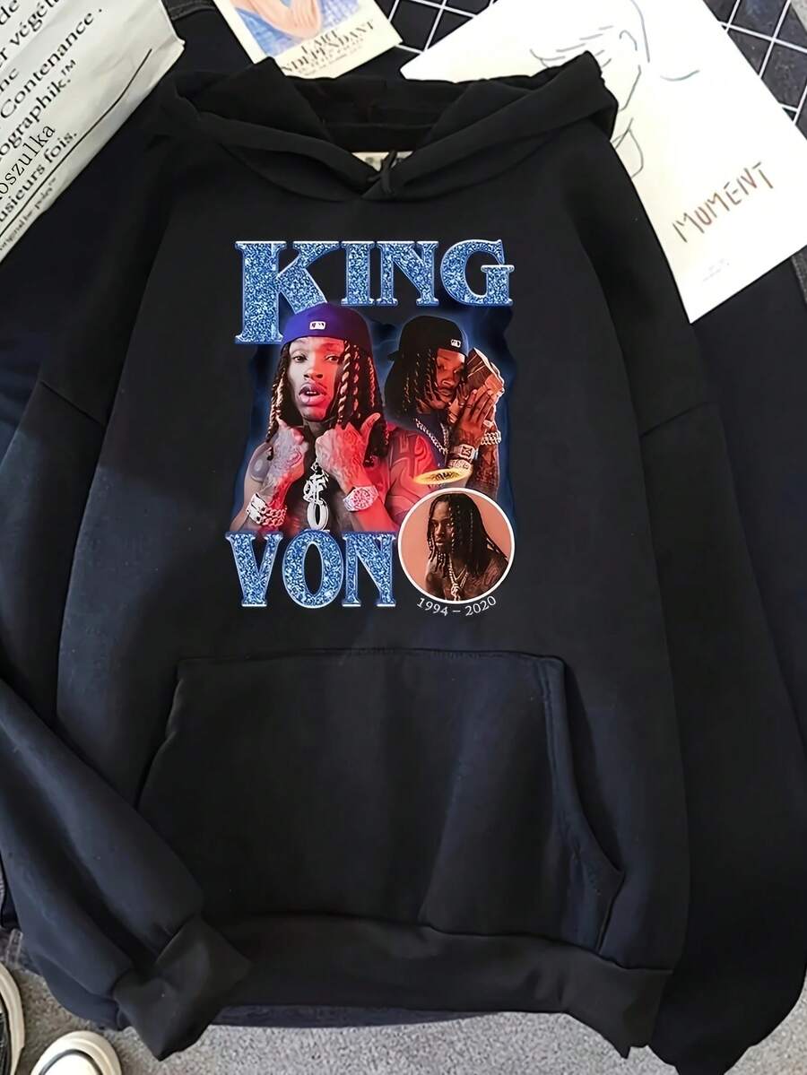 [Vintage Sports Shirt] Vintage Quality Sports Shirt Rapper K- Hoodie Street Hip-Hop Pullover Sweatshirt For Men And Women  Autumn And Winter - 黑色12 - 查看 1