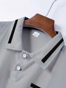 Plus Size Men's Summer Formal Business Casual Polo Shirt, Simple Contrast Color Collar Button Short Sleeve Top, Large Size Fashion Versatile Polo Shirt For Daily Commute, Comfortable Fabric, Available In Magenta, Navy, Olive Green, Burgundy