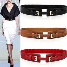 Punk Style Double Buckle Wide Waistband, Fashionable Solid Color PU Waistband, Classic Dress, Coat, Waist Belt For Women, Elegant Coat Belt, Simple And Versatile, Matched With Skirt, Thin Waistband - Multicolor - View 4