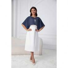 Chiffon Shawl Wraps Shrug For Evening Dress Wedding Cape Cover Up - Navy - 查看 1
