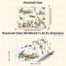 BRUP 1/2/3 Sheets Animal Wall Stickers With Lion Giraffe Zebra And Monkey Designs, Removable Peel And Stick Animal Decals For Kids Room Nursery Bedroom Decor, Wildlife Adventure Theme Art - Multicolor - View 4