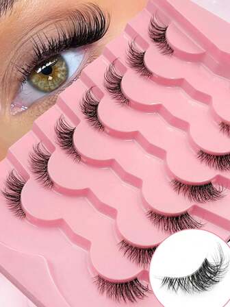 Rikuaild 7 Pairs Half Eye Lashes Clear Band Eyelashes Cat Eye False Eyelashes Long Soft 3d Faux Mink Eyelashes Soft Natural Makeup Strip Lashes Corner Eyelashes,Lashes,Eyelashes,Fake Lashes,Christmas Gifts