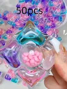 50pcs/Pack 5-In-1 Laundry Detergent Pods, Concentrated Fragrant Fabric Softener, Long-Lasting Scent Stain Remover, Powerful Cleaning Laundry Beads, Herbal Fragrance, Suitable For Household Cleaning - Multicolor - View 7