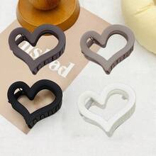 4pcs/1pc Heart-Shaped Lightweight Plastic Hair Clip, Fashionable, Versatile, With A Sense Of Elegance And Sophistication. Simple, Minimalist Solid Color Hair Claw Accessory, Suitable For Daily Outings, Casual Wear, Parties, Commuting, Vacations, Washing Face, Taking A Bath, Makeup, And Matching With Outfits. Fashion Hair Clutch - Multicolor - View 15