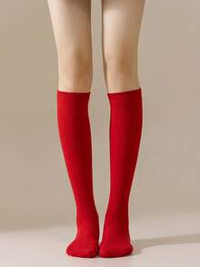 1 Pair Children's Solid Color Knee-High Socks, Girls' Dance Performance Leg Warmers, Boys' Casual Versatile Sports Socks, Suitable For 9-16 Years Old Boys And Girls - Multicolor - View 12