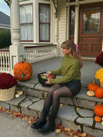 Suéter de manga larga con diseño único de trenzado de VIBEWAVE, minimalista y casual para otoño/invierno