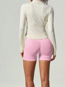 UONNOU Viral High Waist Gym Shorts | Sculpting Butt-Lifting Activewear - Pink - View 9