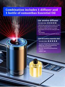 五合一车载香薰机及空气清新剂，USB供电，五种灯光模式，星空投影，五种操作模式，数字显示，可充电，五种精油香氛，适用于汽车、办公室、卧室、酒店、宠物房等场所。 - 黑色 - 查看 14