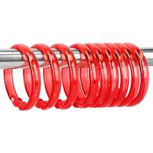 Red Shower Curtain Hooks - 12 Pcs Circular Plastic Shower Curtain Rings For Bathroom - O Shaped Transparent Red Shower Hooks Rings For Shower Curtain Rod,TransparentRed - TransparentRed - View 1