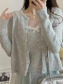 Women Cardigans - Light Grey - View 1