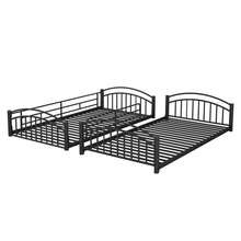 MERAX Twin Over Twin Metal Bunk Bed With Slide,Kids House Bed Black - 亮黑色 - 查看 11