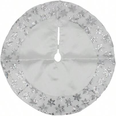 Tiny 20 - inch Miniature Satin Tree Skirt with Sequined Snowflake Border Table Top Trees Gold