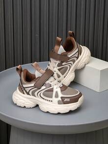 1 Pair Kids' Casual Sneakers, Colorblock Design, Comfortable, Versatile, Lightweight, Suitable For Outdoor, Sports, Fashion - Brown - View 7