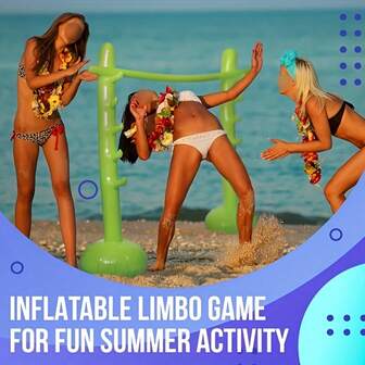 一套充气跳高杆，便携式充气成人跳高游戏套装 - 低矮设计杆，趣味互动杆，适合家庭度假、派对、户外互动活动和海滩娱乐，室内外游戏道具，派对游戏和活动