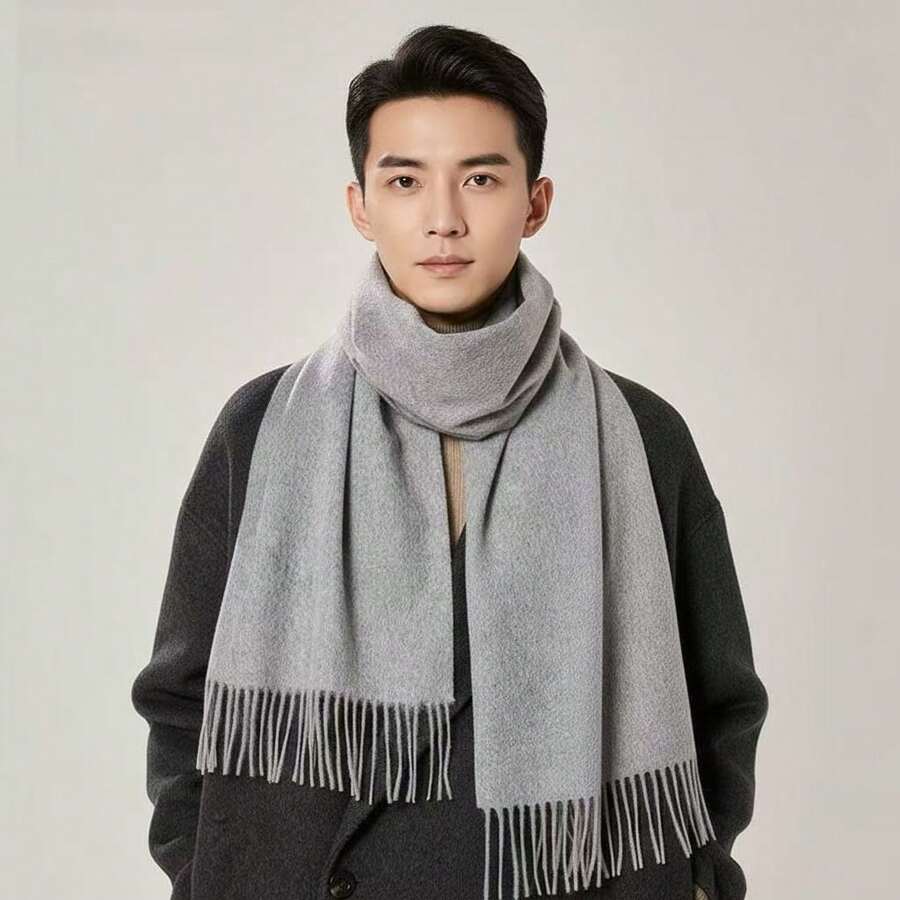 Men's Pashmina Scarf/Shawl/Long Winter Scarf - Cinza Claro - View 1