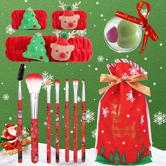 14pcs Christmas Santa Claus Makeup Brush Set, Christmas New Arrival, Limited Edition, Nylon Bristles, ABS Handles, Professional Brush Set, Holiday Gift, Soft Texture, Precise Application, Portable Design, Craftsmanship, Multi-Functional Combination, Gradient Effect, Skin-Friendly & Non-Irritating, Long-Lasting Makeup, Beginner-Friendly,Brush Set,Makeup Brush Kit,Make Up Brush Set,Make Up Set Complete,Makeup Brush Set,Complete Makeup Kit,Brush Kit,Brushes Makeup Set,Makeup Gift Set,Set