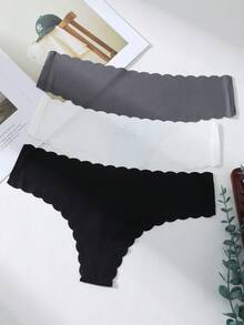 3pcs/Set Women's Seamless G-String Panties Set, Comfortable T-Back Thong Underwear, Sexy Seamless Triangle Briefs - Multicolor - View 5