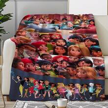 [Authorized] JIT 1 Piece,  Belle Ariel Jasmine Aurora Mulan Moana Elsa Anna Olaf Tiana Rapunzel Merida Pocahontas Snow White Blanket, Single-Sided Print, Cute Anime Design, Perfect For Winter, Made Of Ultra-Soft Flannel Material, Suitable For Home, Office, Sofa, Car Travel, Camping, Easy To Care For, Durable, Perfect Gift For Halloween, Thanksgiving, Christmas, And Other Festivals - 風格 - 查看 1
