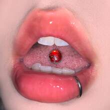 Shell Laser Coated Tongue Studs External Thread Titanium Steel Tongue Studs Spicy Sweet Punk Personality Piercing Jewelry New Model - Hồng - Xem 10