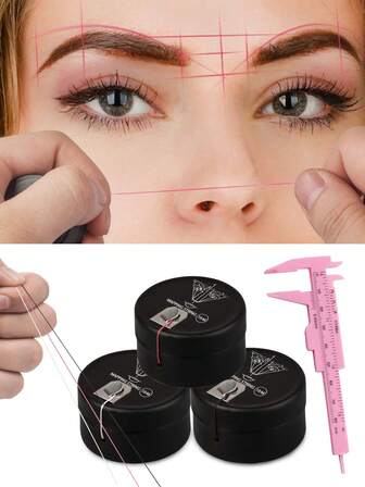 2/1pc Eyebrow Drawing Tool Set, Vernier Caliper Micro-Eyebrow Tattoo Artist Makeup Ruler Pink, Tattoo Positioning Ruler Bottle With Ink Mapping Line Box Prefabricated Inkline Ruler Tattoo Inkline Box, Tattoo Inkline Ruler, Makeup Tool, Mini Thrush Ruler Tool+Eyebrow Positioning Line Bottle With Ink.
