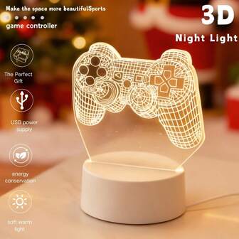 1pc Modern Gaming Theme 3D Night Light - USB Powered, Ideal For Bedroom, Living Room And Game Room Decor, Perfect Gift For Gamers, Atmosphere Lamp Decorative Lighting