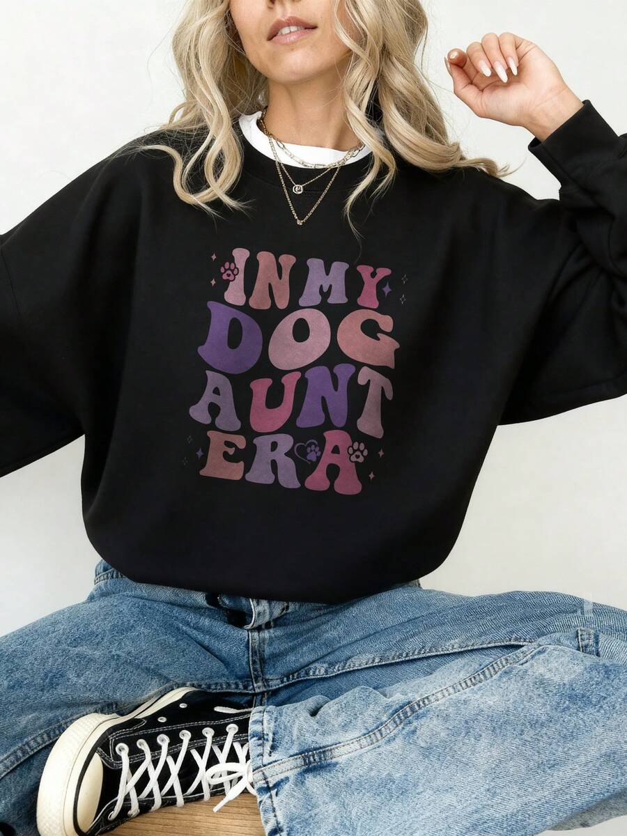 In My Dog Aunt Era, Dog Aunt Long Sleeve Sweatshirt - Black 2 - View 1