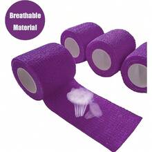 1PCS  2-Inch X 5-Yard Self-Adhesive Bandage, Elastic Wrapping Breathable Sports Tape, Suitable For Sports, Wrists, Ankles (Purple). Breathable Elastic Self-Adhesive Bandage, Non-Woven Fabric, Pet Bandage, Finger Bandage. - Purple - View 3